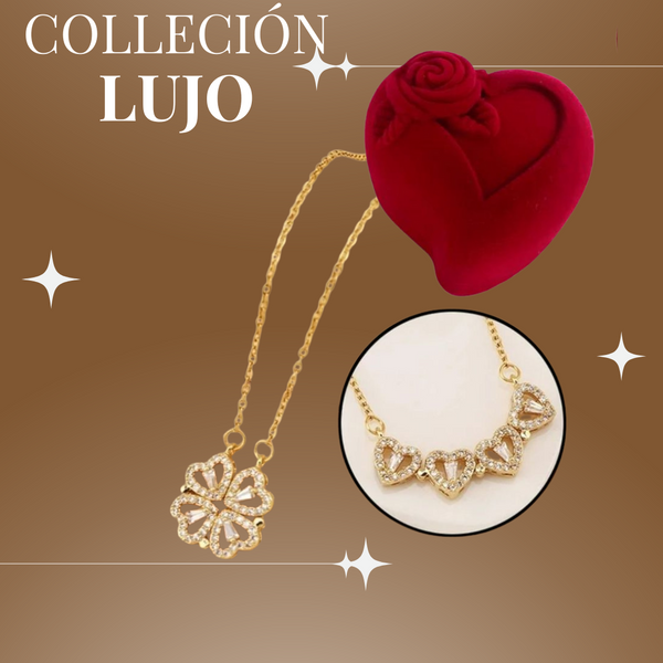 Collar 2 en 1 Corazones Eternos & Trebol de la Suerte ❤️🍀