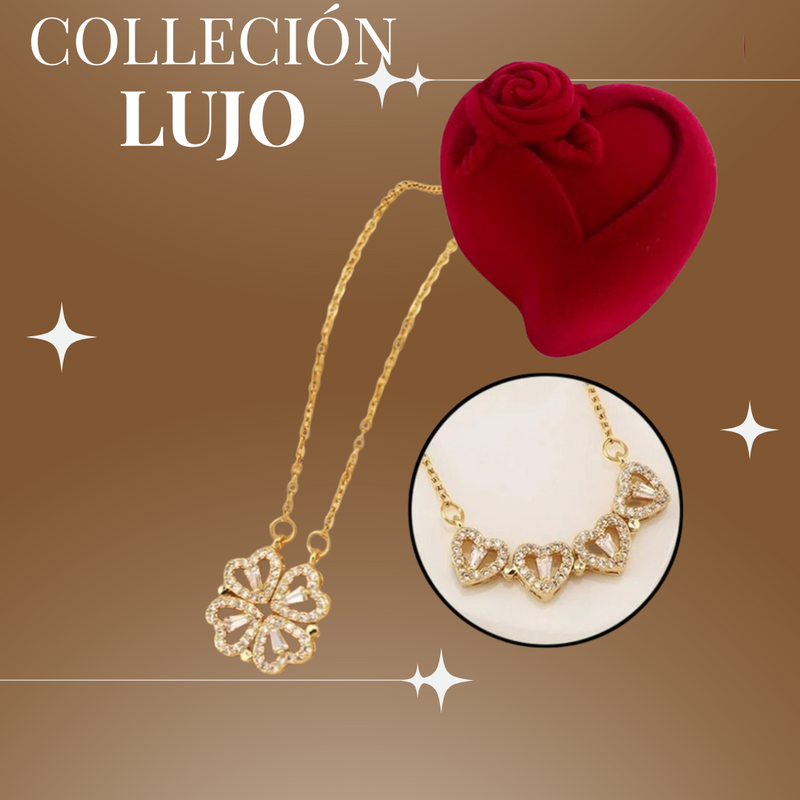 Collar 2 en 1 Corazones Eternos & Trebol de la Suerte ❤️🍀